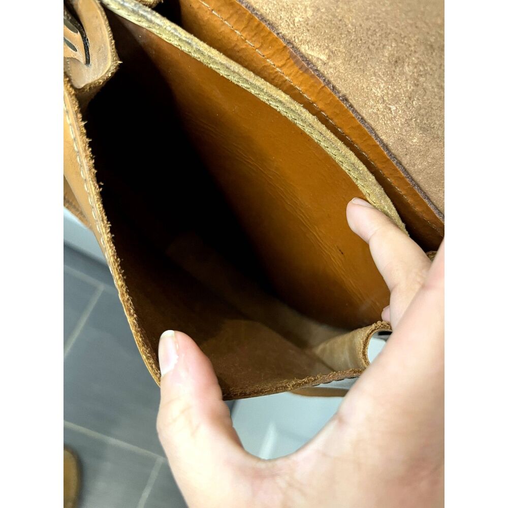 Brown Small Leather Crossbody Saddle Bag Made in Greece - Picture 6 of 8